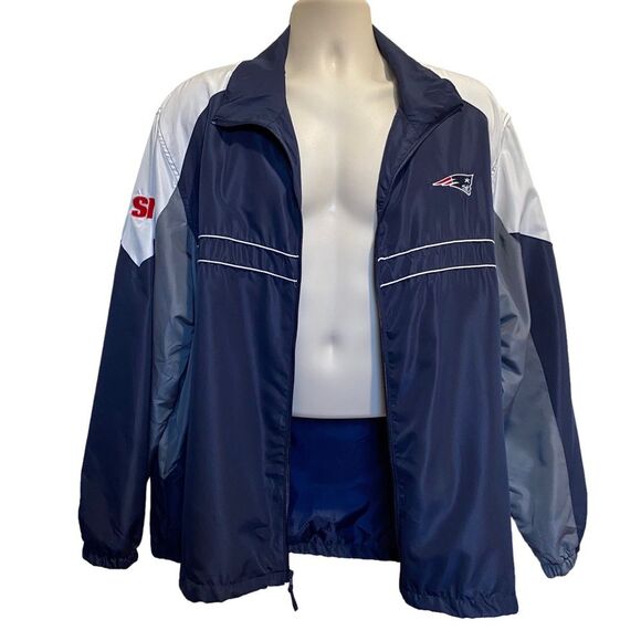 Vintage New England Patriots Windbreaker SI Edition Blue Gray White Sz XL - Picture 4 of 14